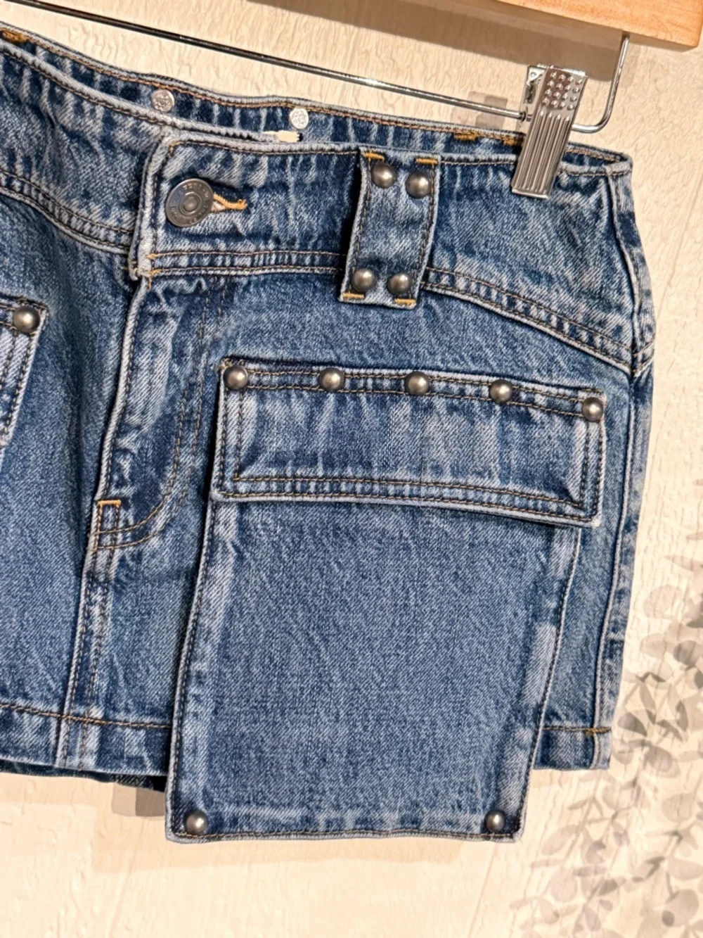 We the Free Hera Studded Denim Mini Skirt NWOT Juno